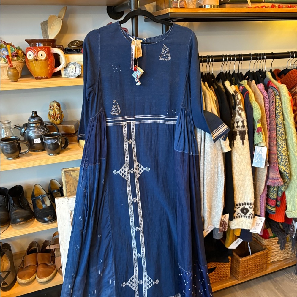 Elegant Blue Embroidered Dress